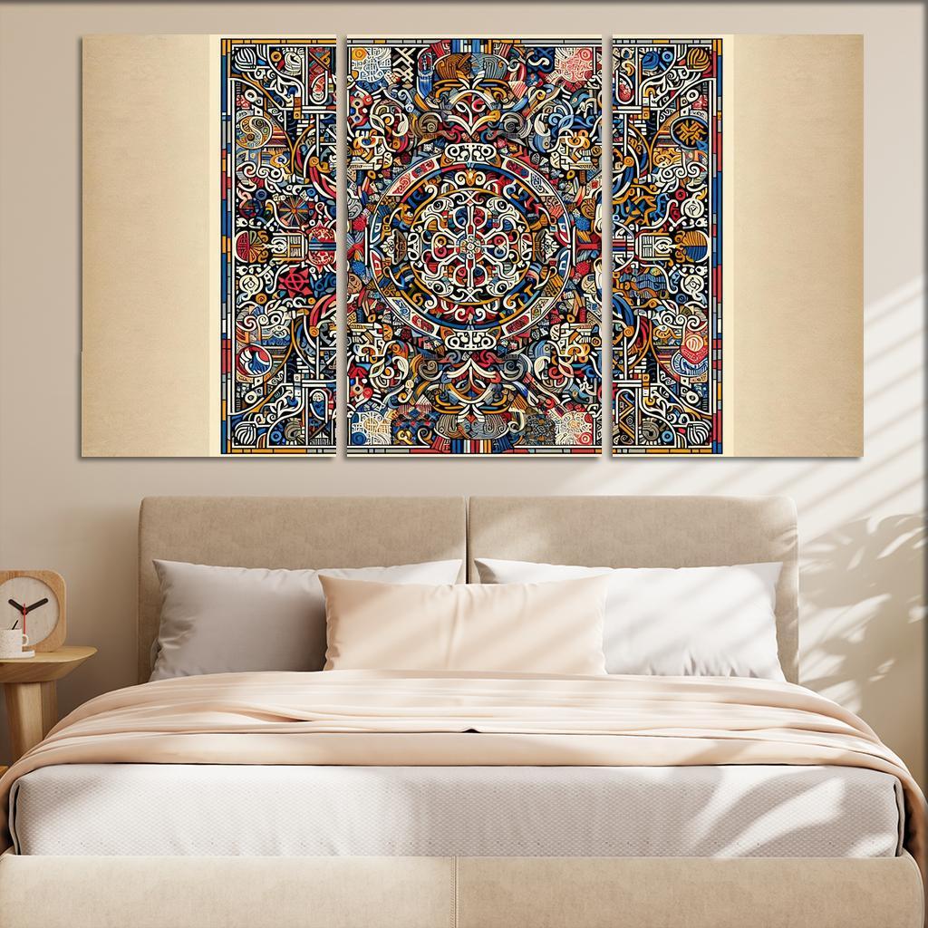 Cultural Mosaic Celebrating Diversity and Heritage 3 Piece HD Canvas Wall Art-Original Frame