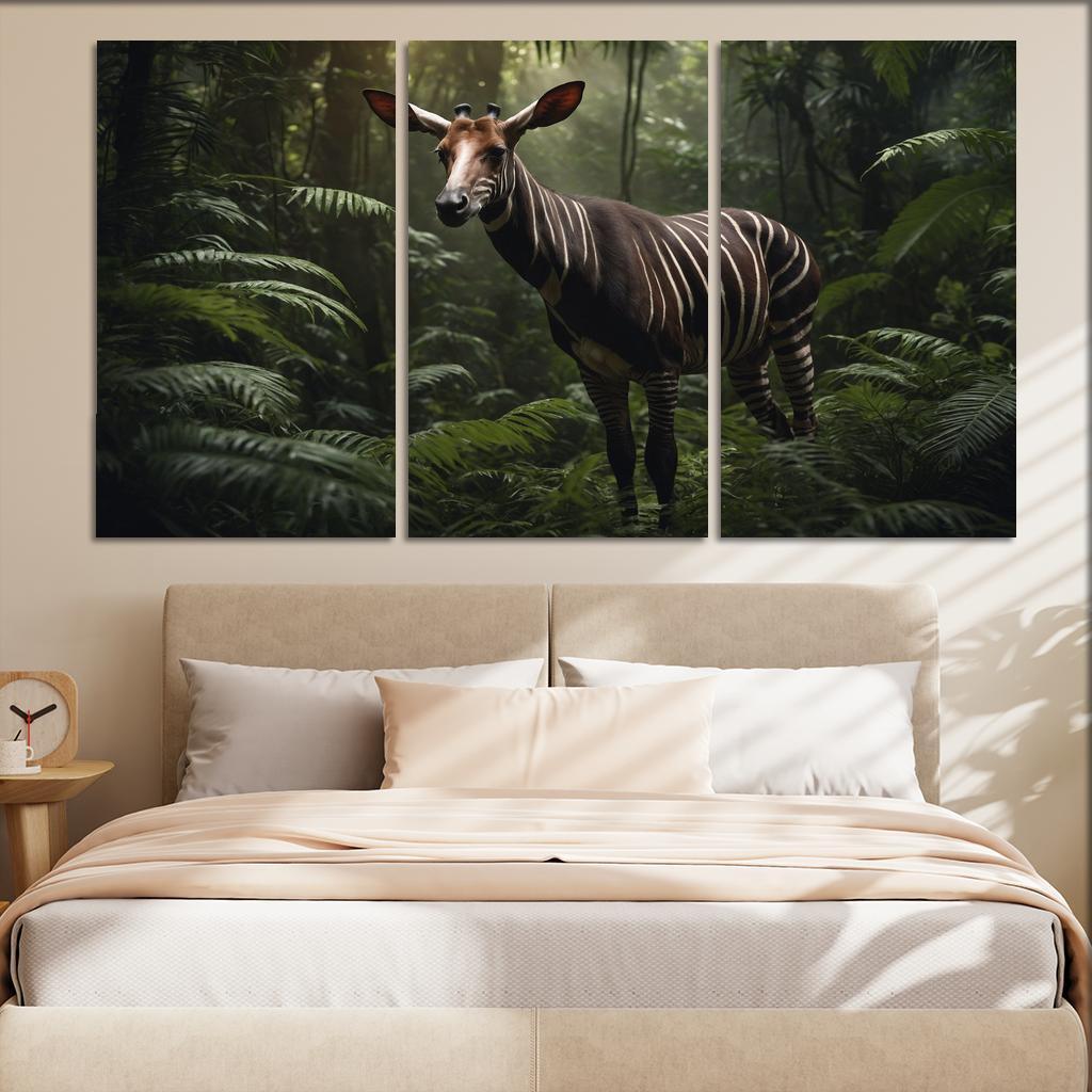 The Spectacular Okapi Forest Giraffe Canvas Paintings Frame