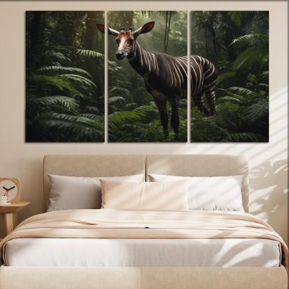 The Spectacular Okapi Forest Giraffe Canvas Paintings Frame