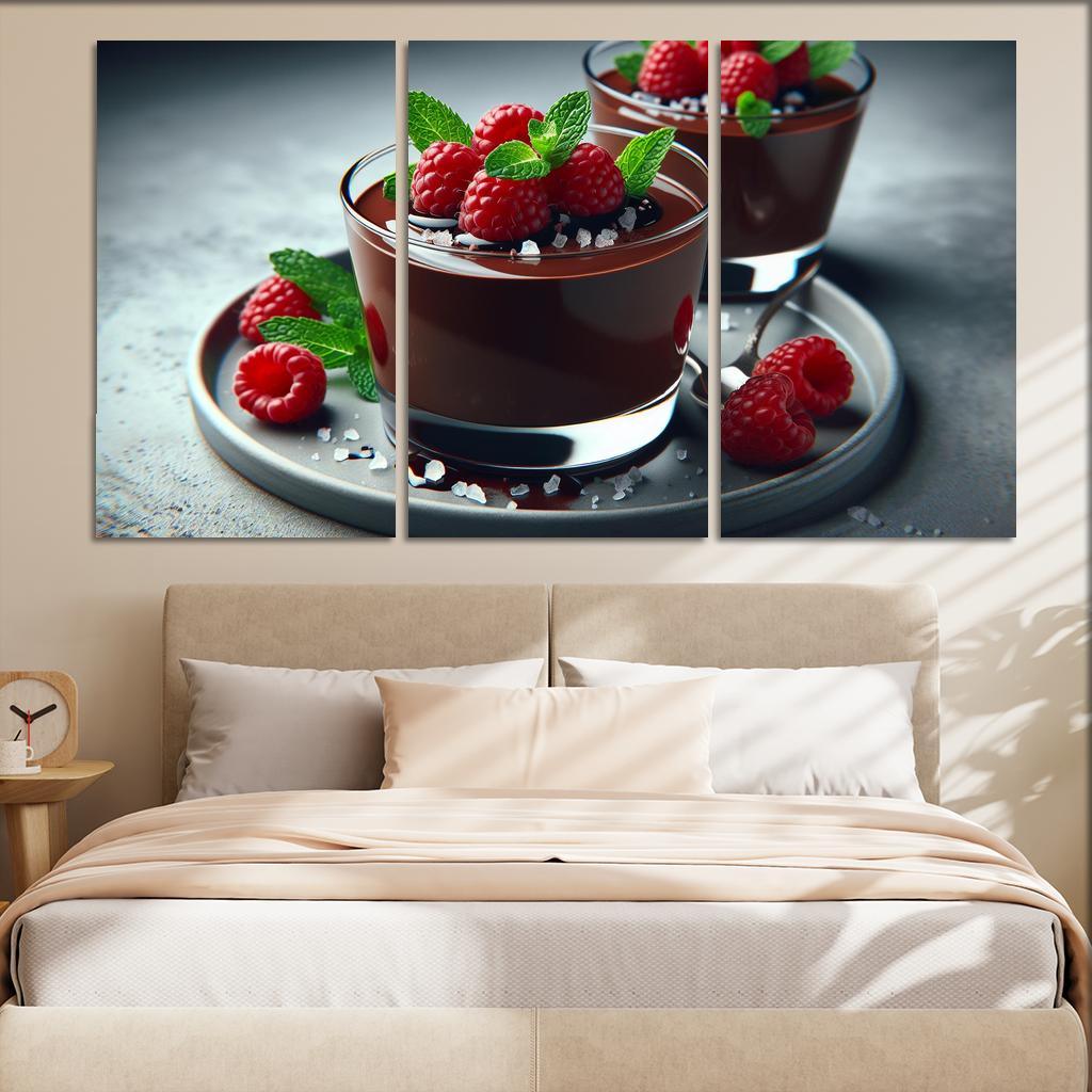 Chocolate Avocado Mousse 3 Piece HD Canvas Wall Art-Original Frame