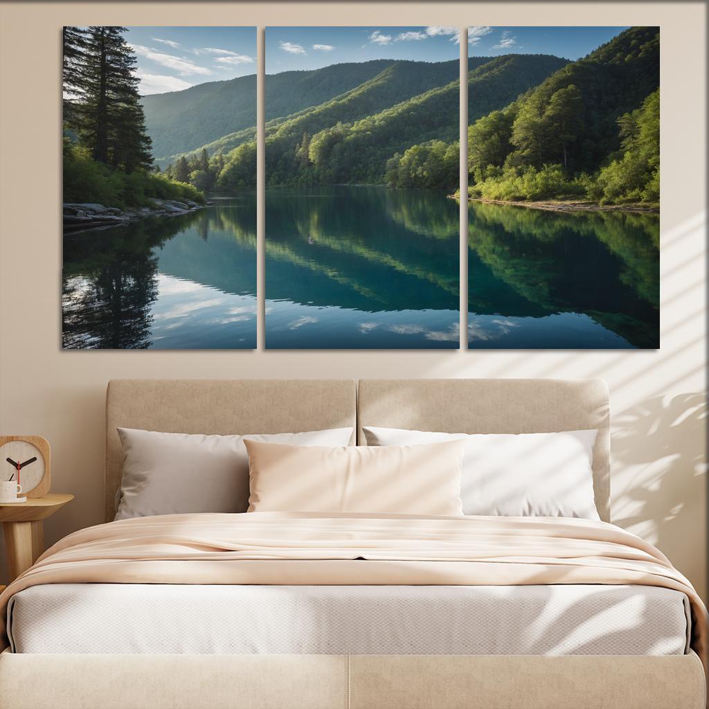 The Mesmerizing View Of Crystal Blue Lakes Oil Paintings Frame