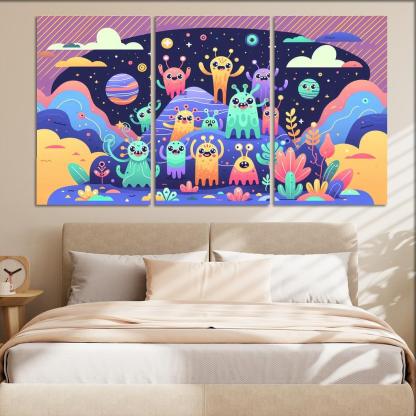 Adventure in Space 3 Piece HD Canvas Wall Art-Original Frame