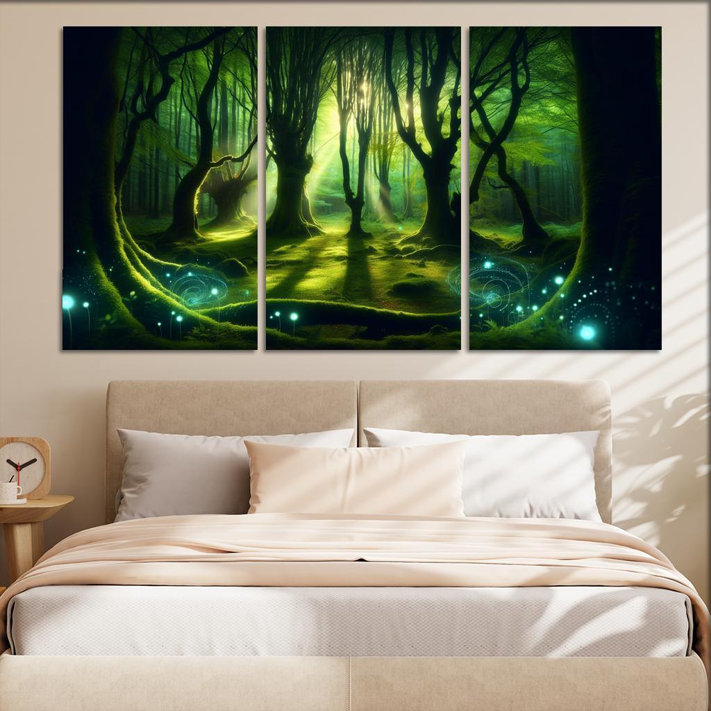 The Whispering Glade 3 Piece HD Canvas Wall Art-Original Frame