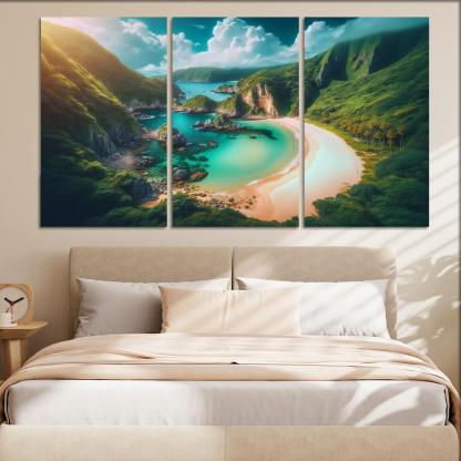 Mystic Cove Beach Modern Paintings Frame