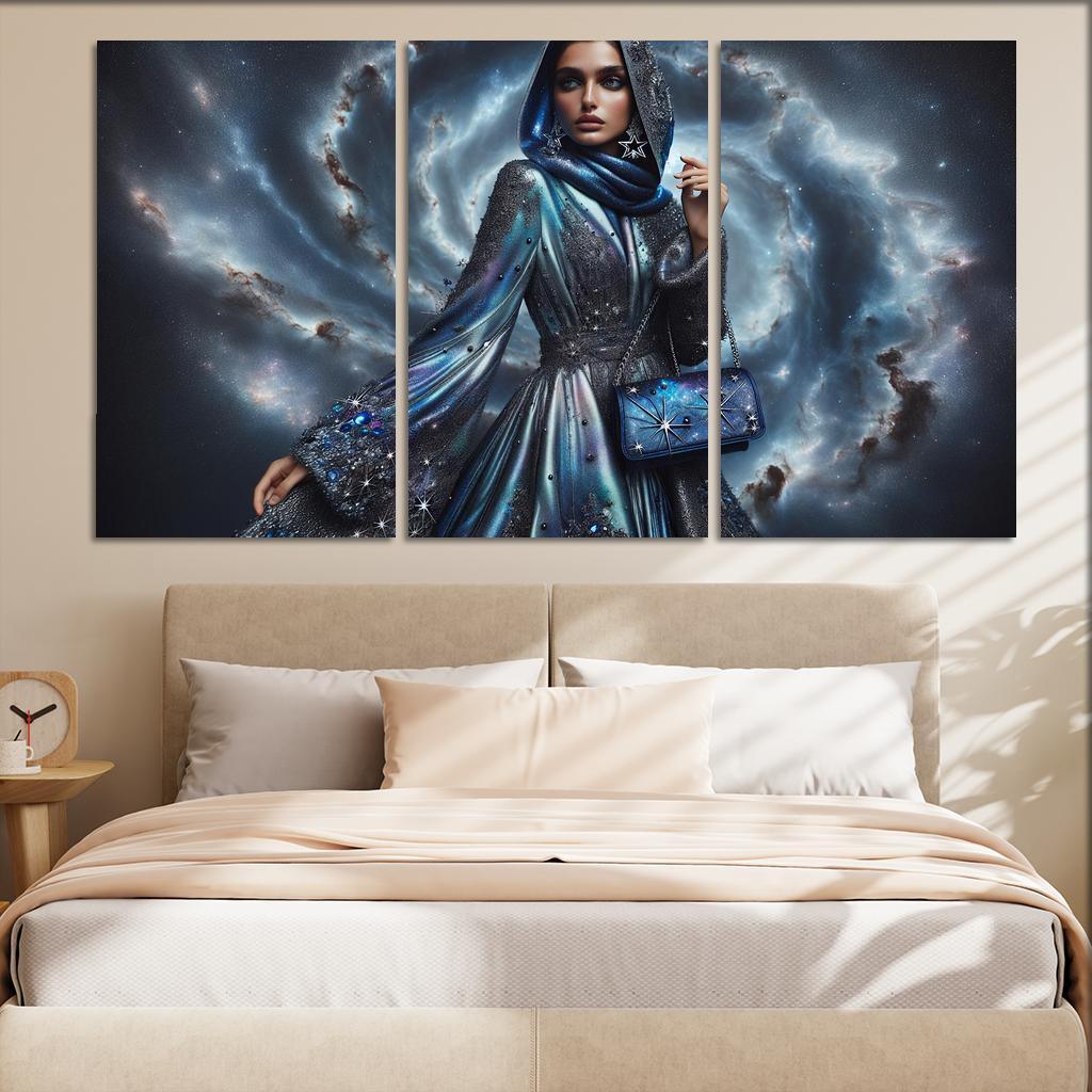 Celestial Textures The Rising Trend of Cosmic Inspired Fashion 3 Piece HD Canvas Wall Art-Original Frame