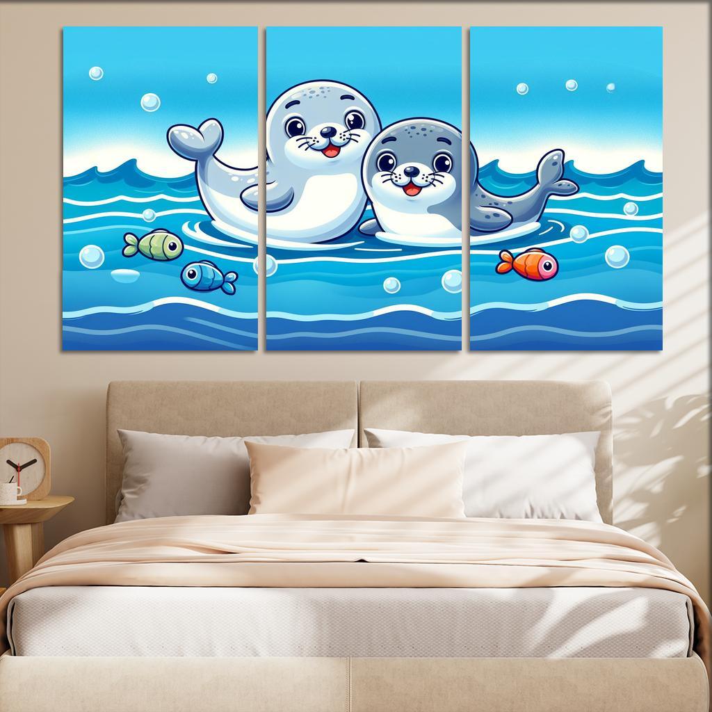 Silly Seals - Ocean Companions Framed Paintings