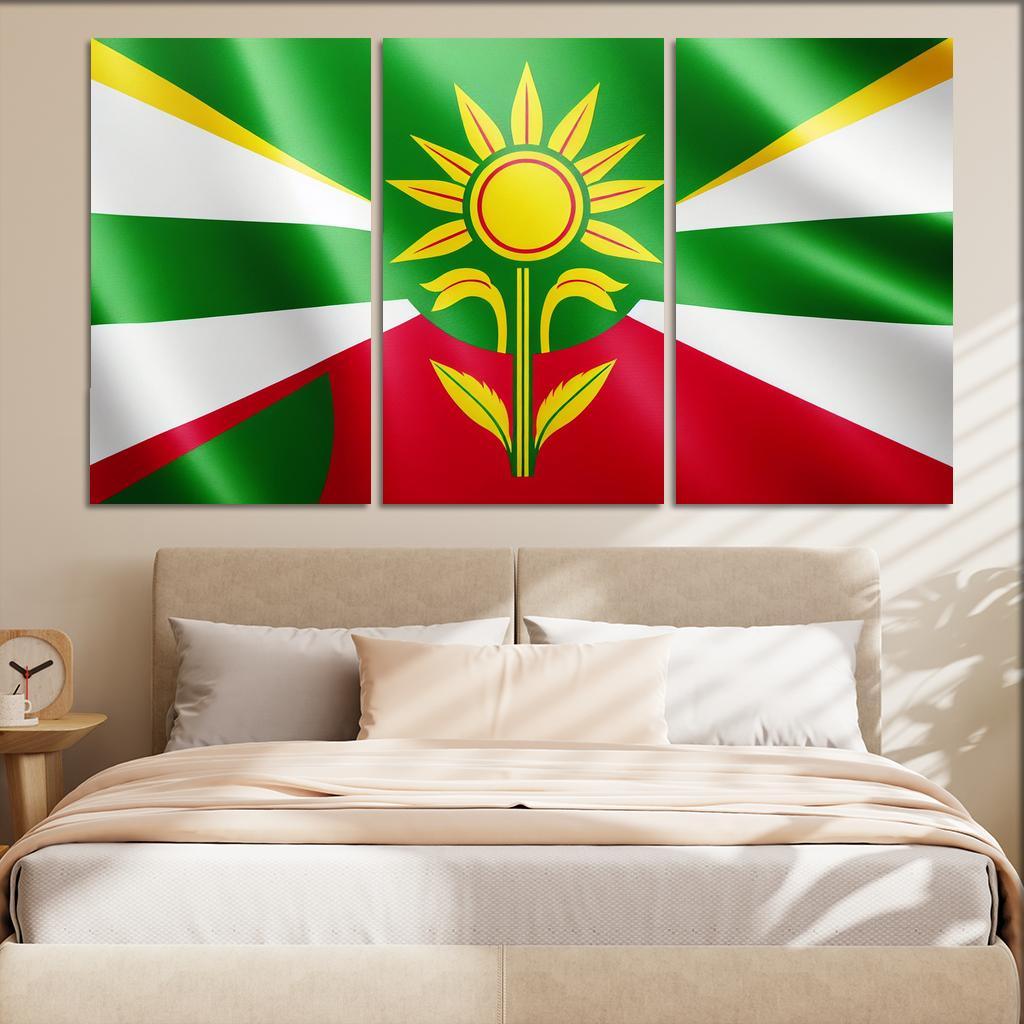 Emblem of Unity The Flag of Guyana 3 Piece HD Canvas Wall Art-Original Frame