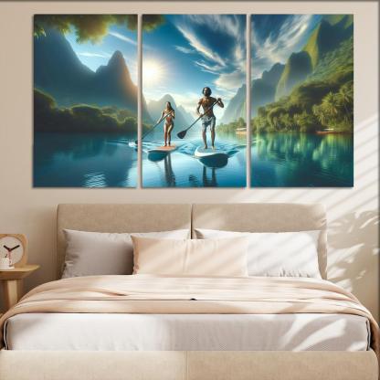 Calm Waters Paddleboarding Retreat Multi-panel Paintings