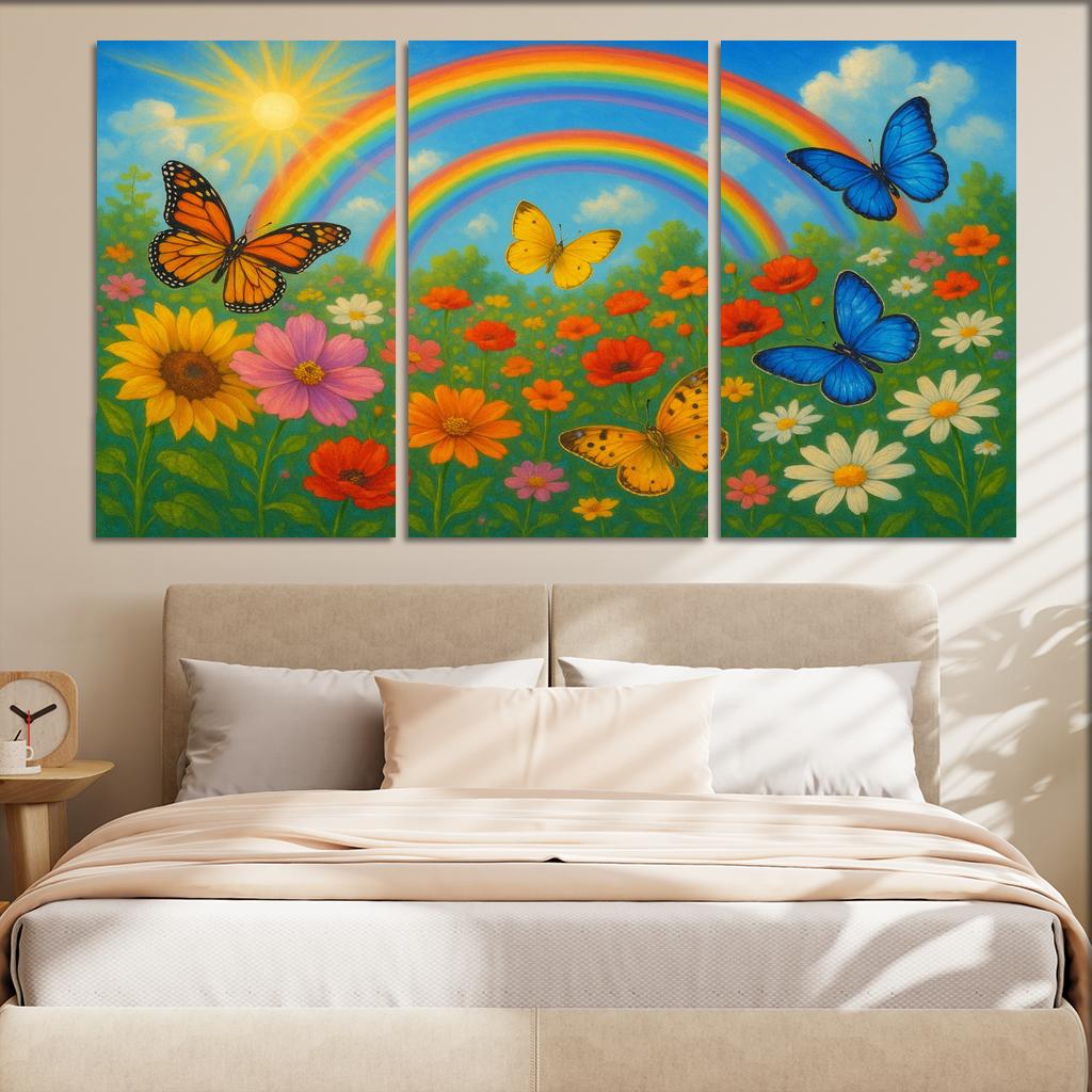 Rainbow Garden - Magical Nature Scene Framed Paintings