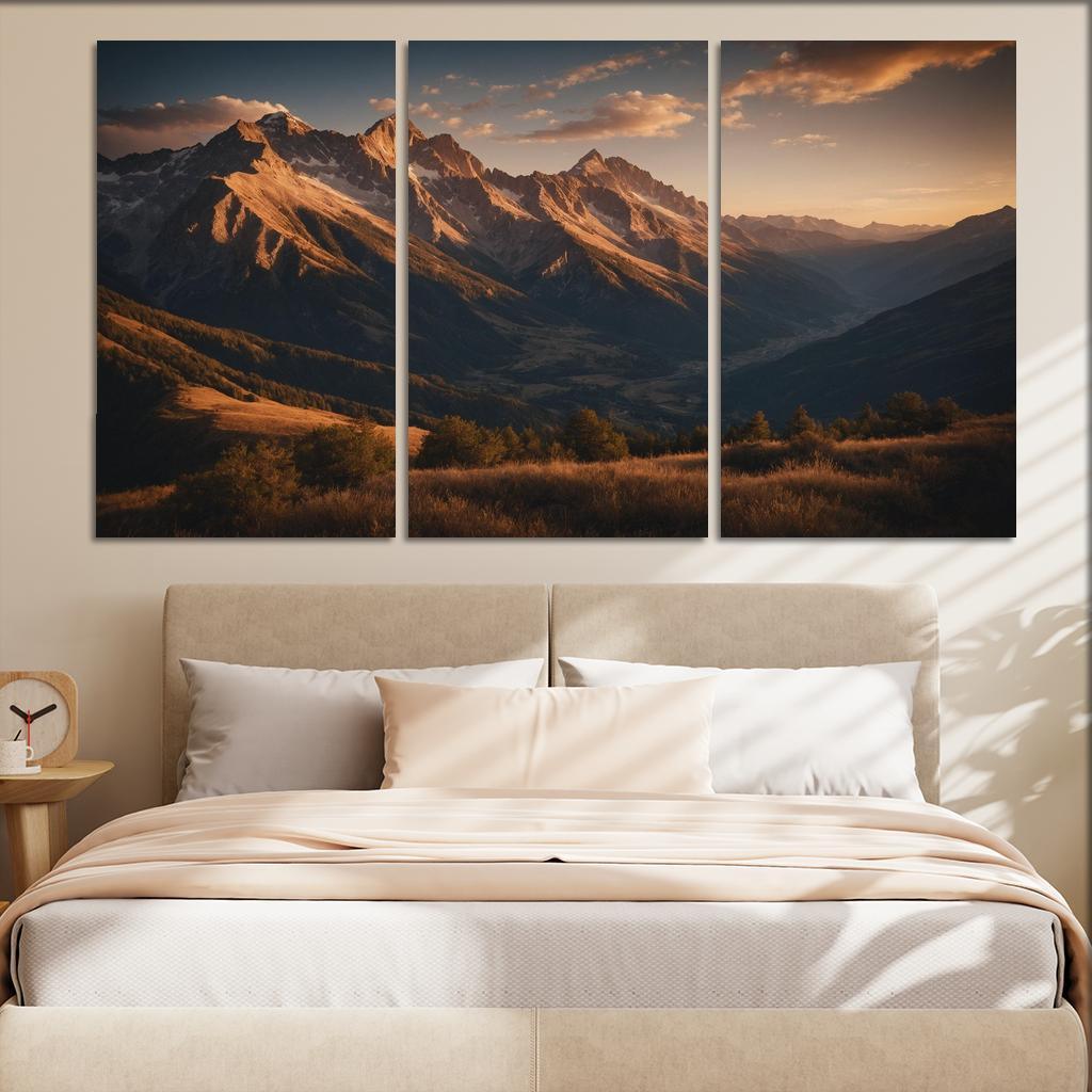 The Soft Glow Of Evening Mountain Shadows Oil Paintings Frame