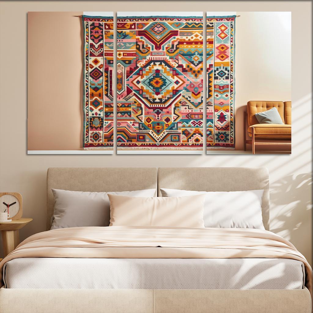 Bespoke Kilim Area Rug 3 Piece HD Canvas Wall Art-Original Frame
