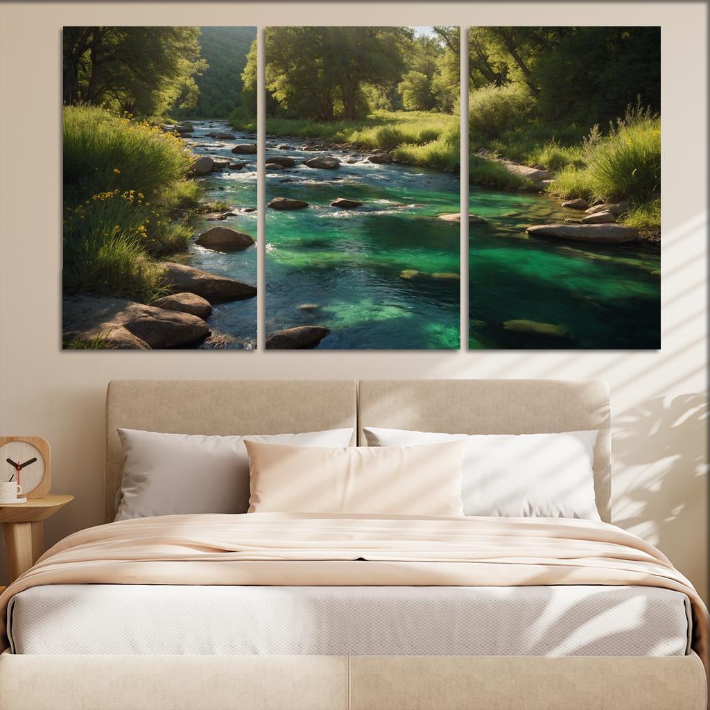 The Harmonious Flow Of Emerald Rivers Oil Paintings Frame