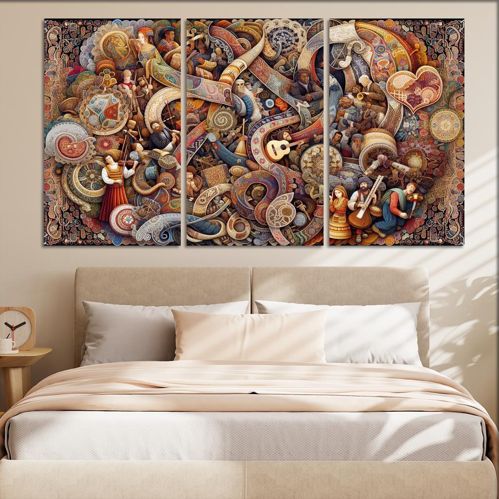 Threads Of Heritage Celebrating Cultural Diversity Multi-panel Paintings