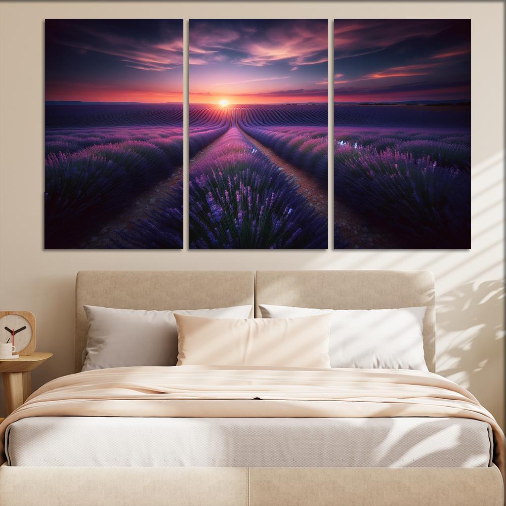 The Dazzling Twilight Over Lavender Fields Custom Paintings Frame