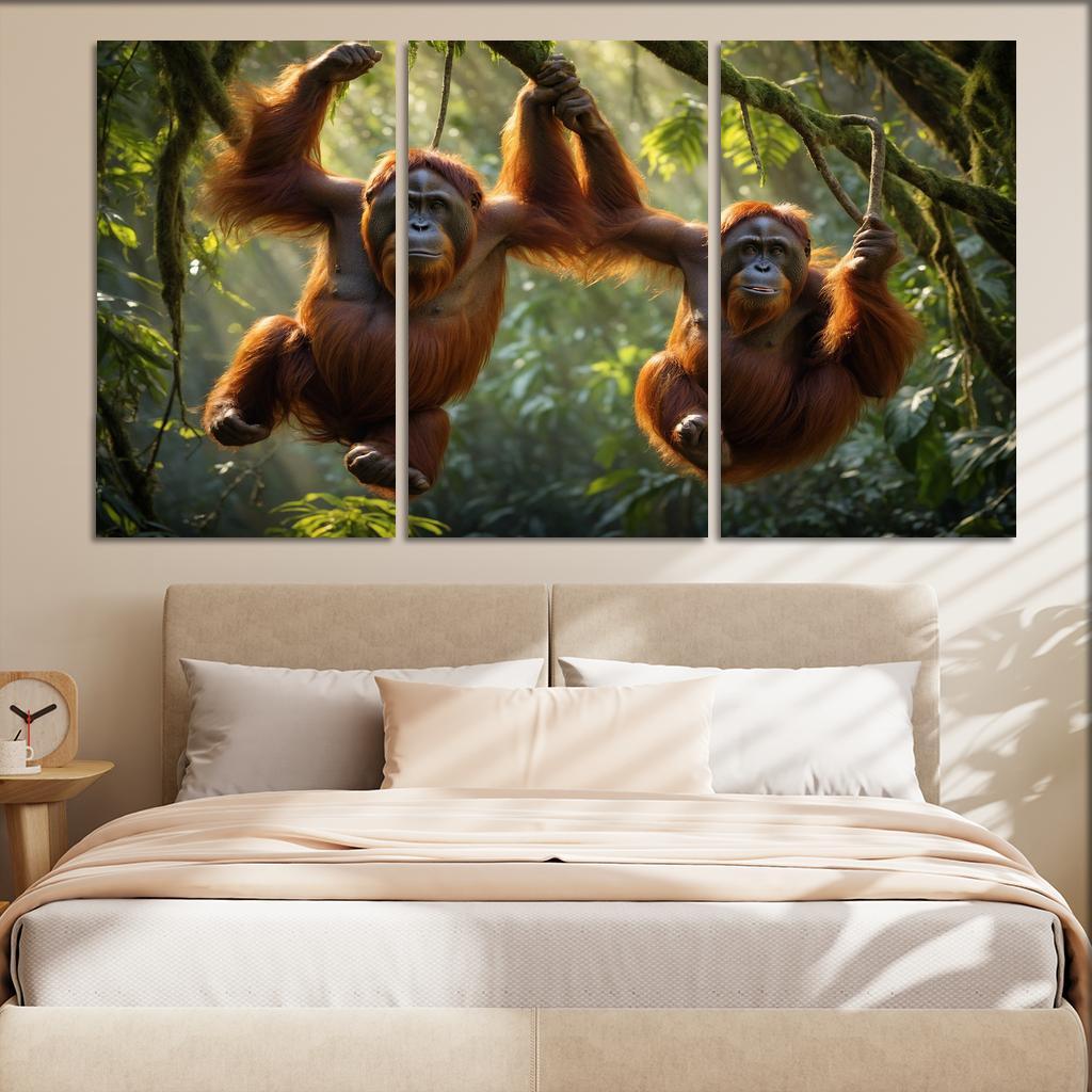The Majestic Bornean Orangutan Multi-panel Paintings