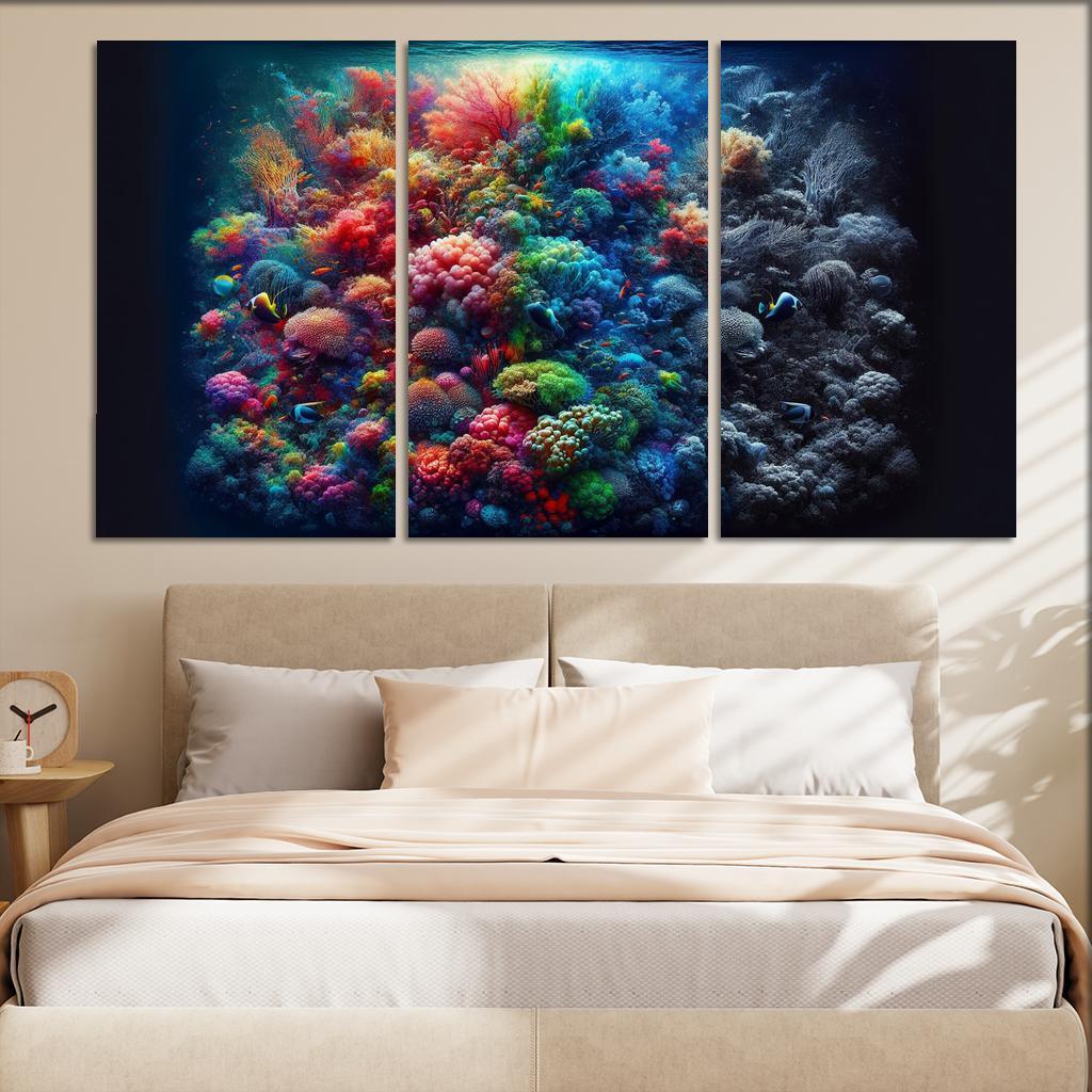 Beneath The Surface Ocean Conservation Awareness Multi-panel Paintings