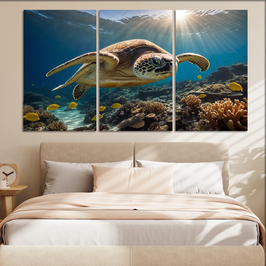 The Fascinating Great Barrier Reef Turtle Ancient Navigator Oil Paintings Frame