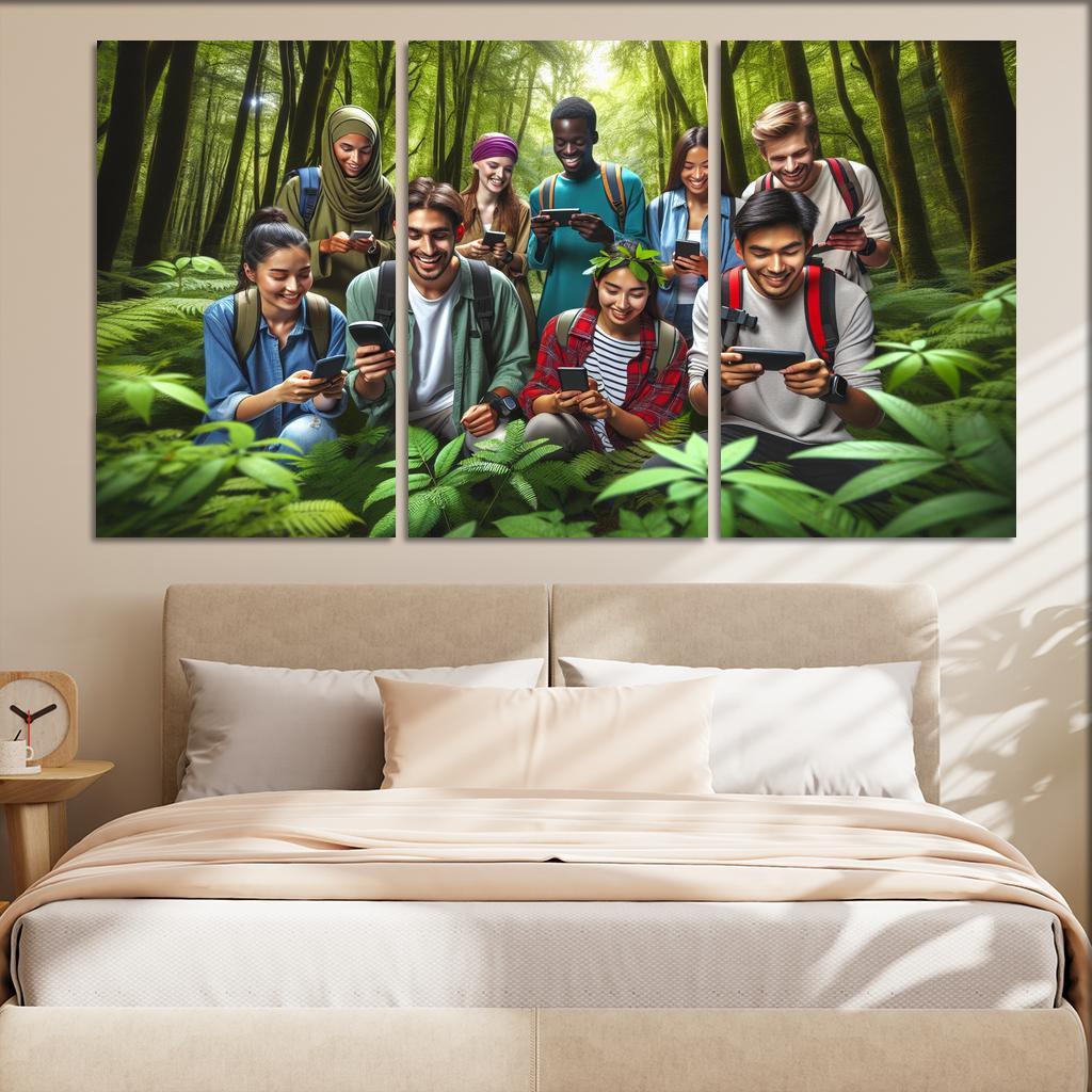 Geocaching The Modern Treasure Hunt 3 Piece HD Canvas Wall Art-Original Frame