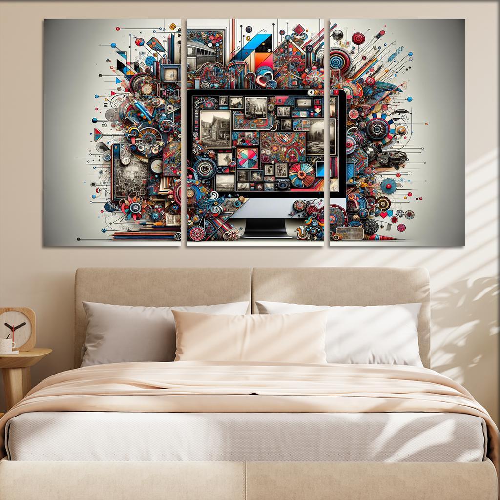Digital Scrapbooking Preserving Memories Creatively 3 Piece HD Canvas Wall Art-Original Frame
