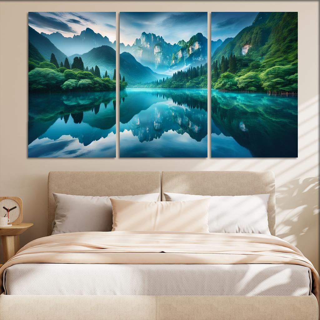 The Tranquil Embrace Of Silent Lake Custom Paintings Frame