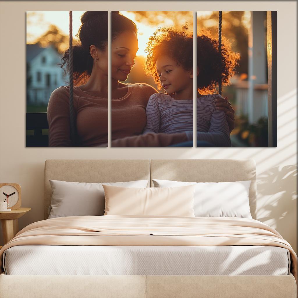 Whispers Of Love A Mother's Soft Guidance Canvas Paintings Frame