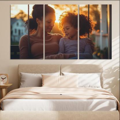 Whispers Of Love A Mother's Soft Guidance Canvas Paintings Frame