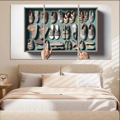 Sustainable Footwear Eco-Conscious Styles 3 Piece HD Canvas Wall Art-Original Frame