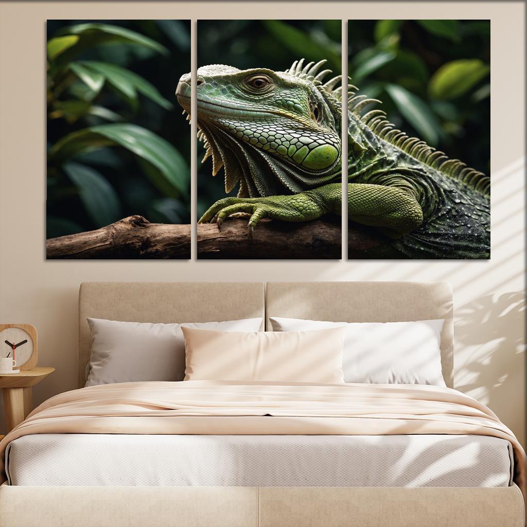 The Mysterious Green Iguana A Lizard Of The Tropics Canvas Paintings Frame