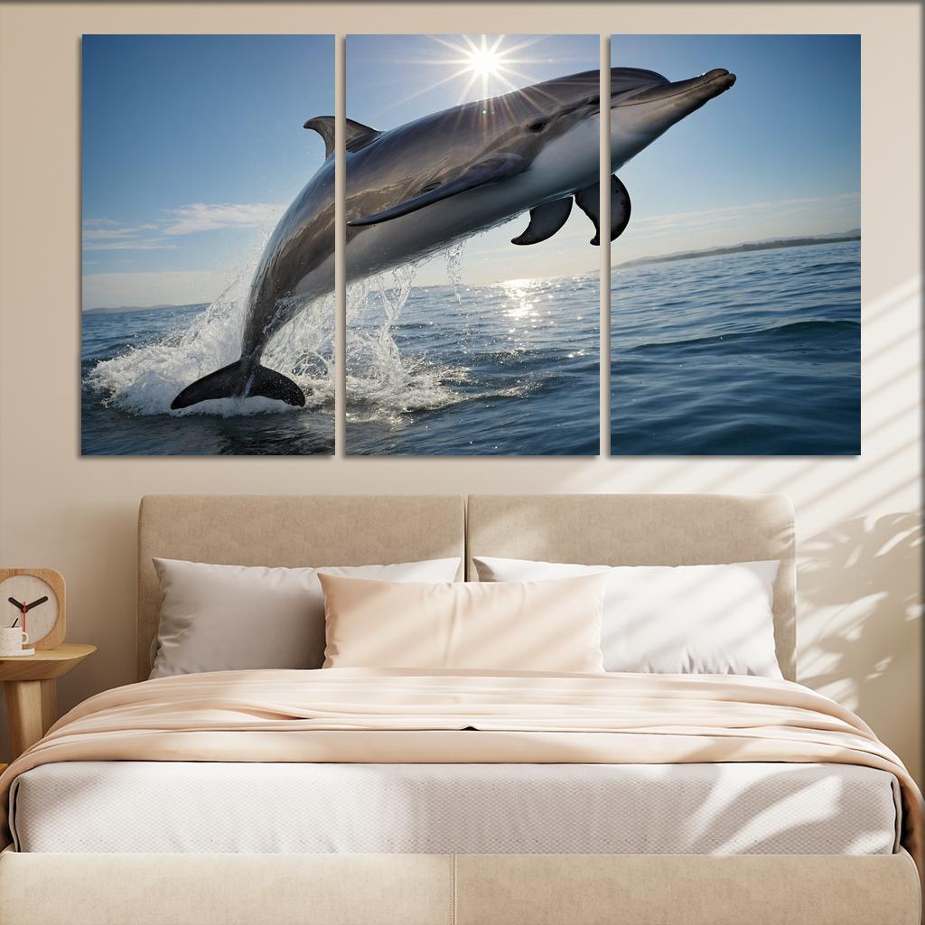 The Playful Bottlenose Dolphin In Coastal Waters Canvas Paintings Frame
