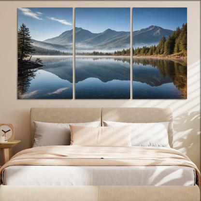 The Celestial Splendor Of Mountain Reflections Oil Paintings Frame
