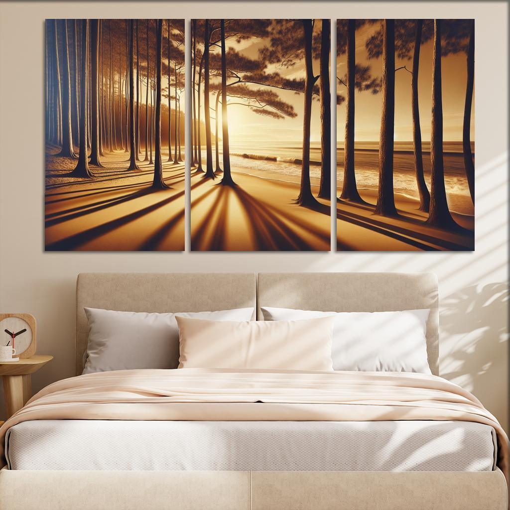 Whispering Pines Forest Meets Shore Abstract Paintings Frame