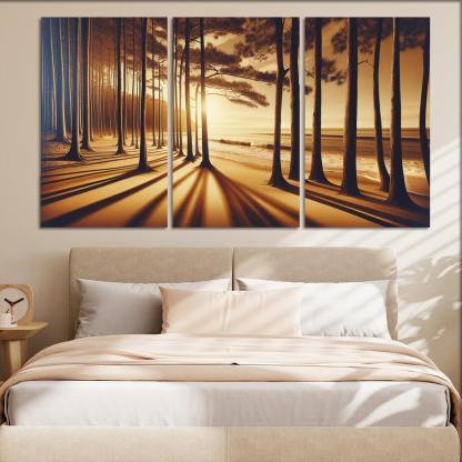 Whispering Pines Forest Meets Shore Abstract Paintings Frame