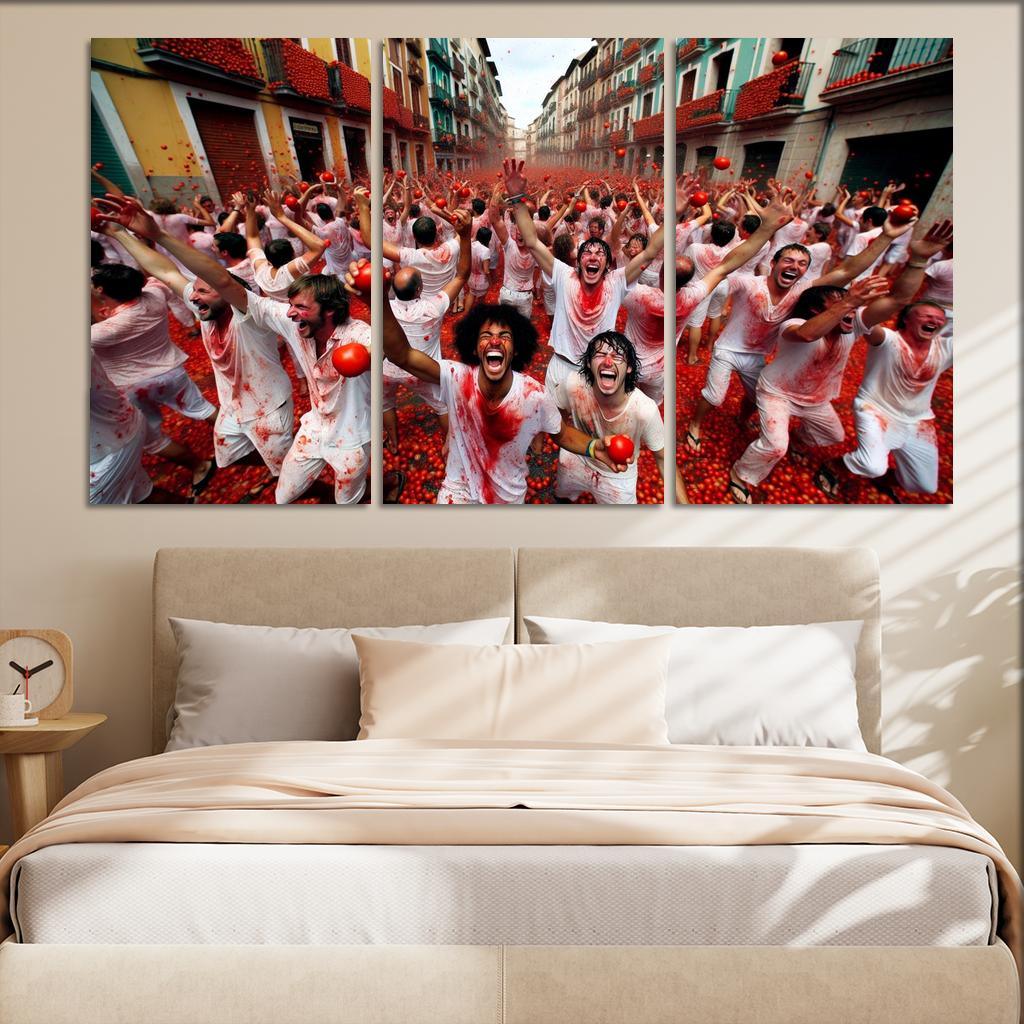 La Tomatina - Spain Modern Paintings Frame
