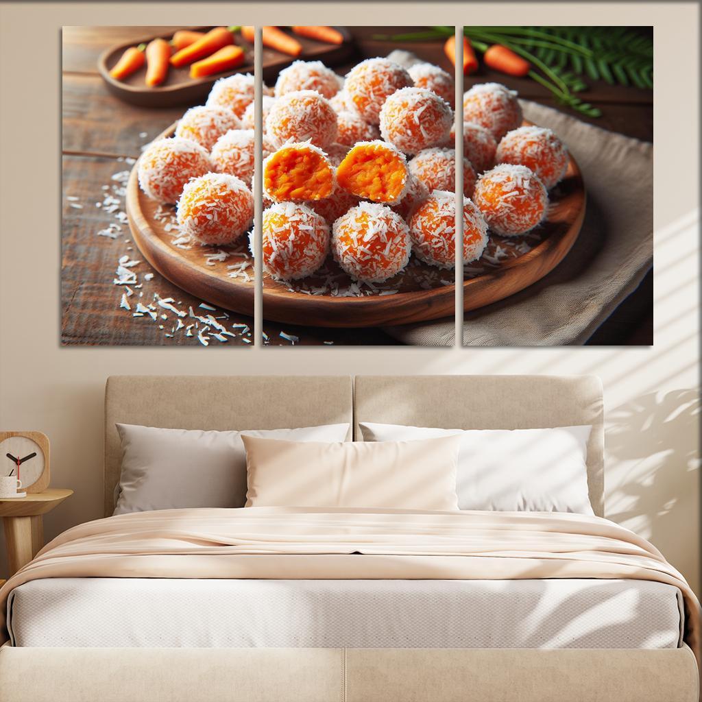 Carrot Cake Energy Bites 3 Piece HD Canvas Wall Art-Original Frame