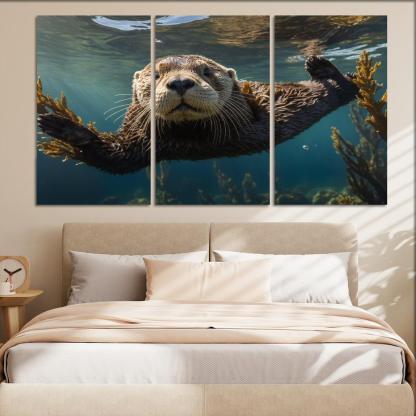 The Playful Sea Otter Ocean's Fluffy Clown Premium Artwork Frames
