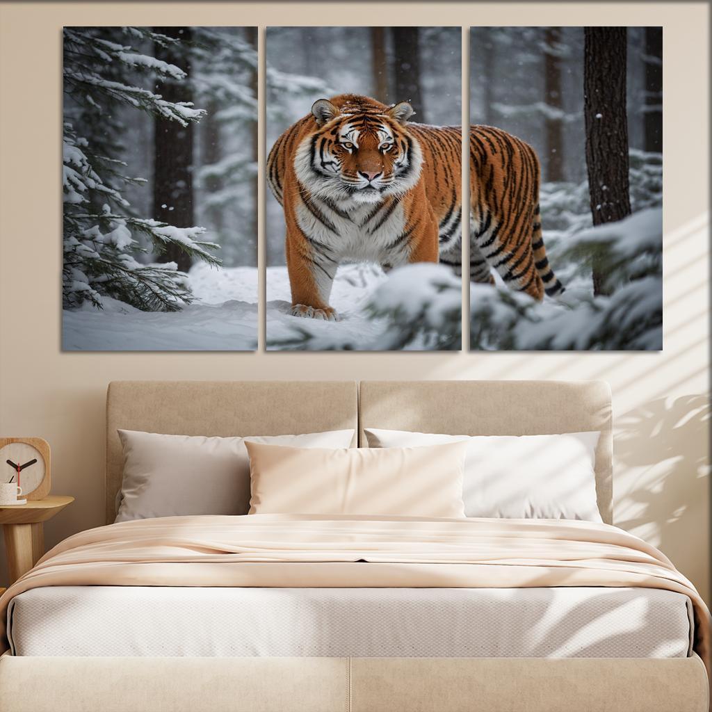 The Powerful Siberian Tiger In The Wild Framed Paintings