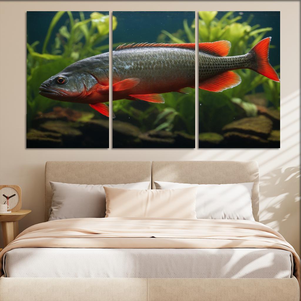 The Endearing Red-bellied Piranha In Freshwater Framed Paintings