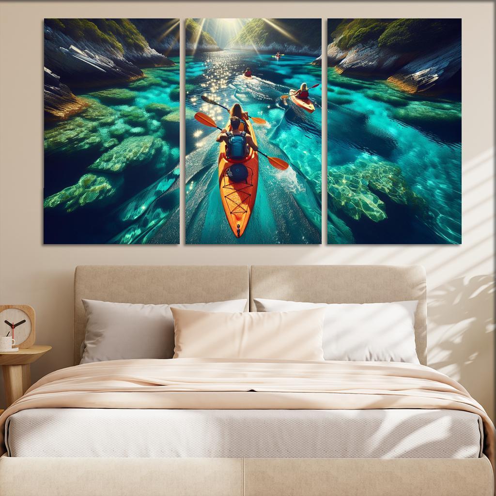 Glistening Waters Kayaking Paradise Abstract Paintings Frame