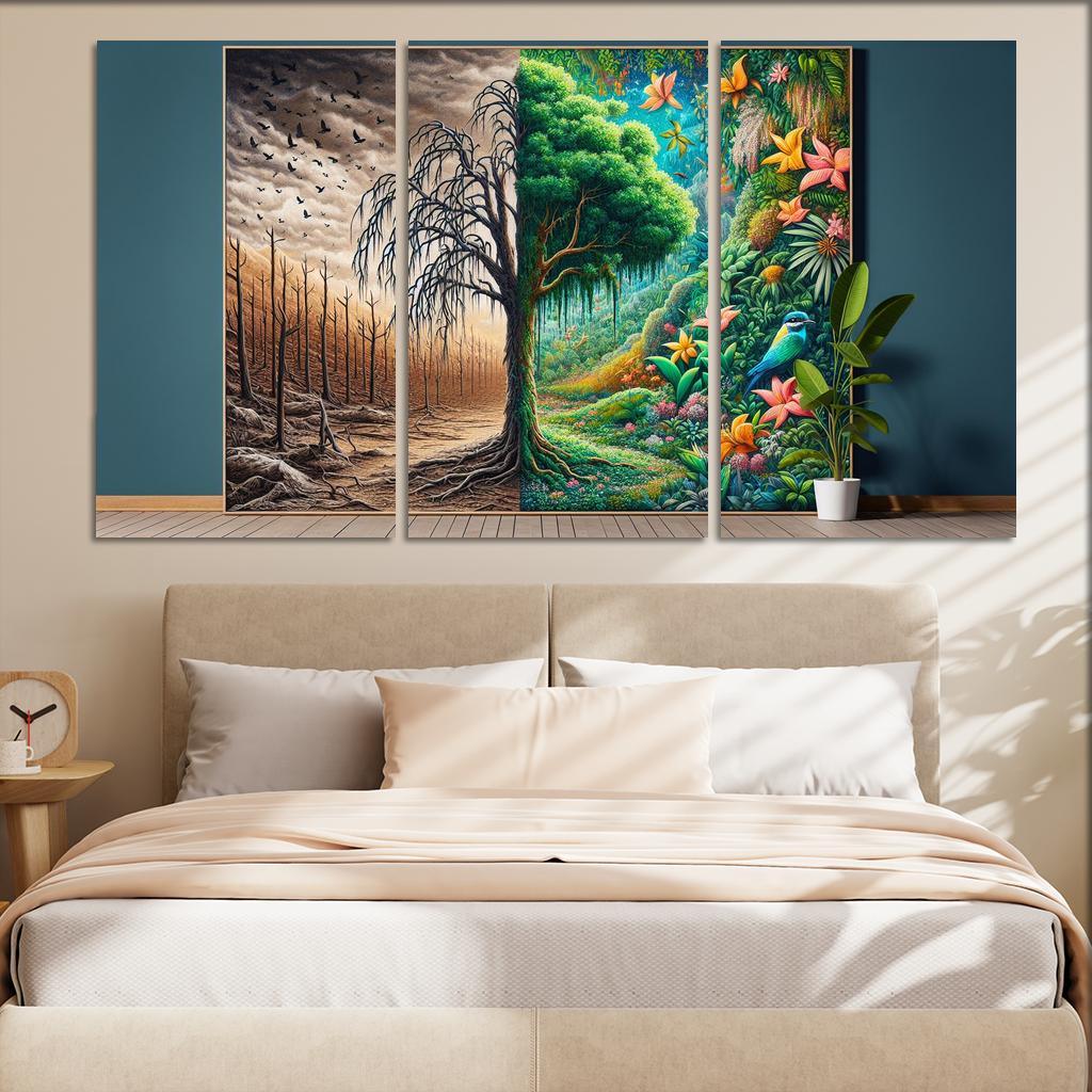 The Last Breath A Call for Climate Justice 3 Piece HD Canvas Wall Art-Original Frame