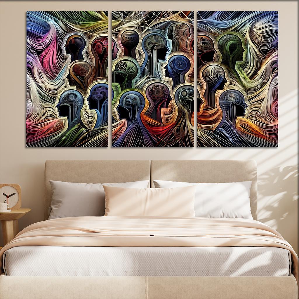 Threads of Resilience Art on Mental Health Awareness 3 Piece HD Canvas Wall Art-Original Frame