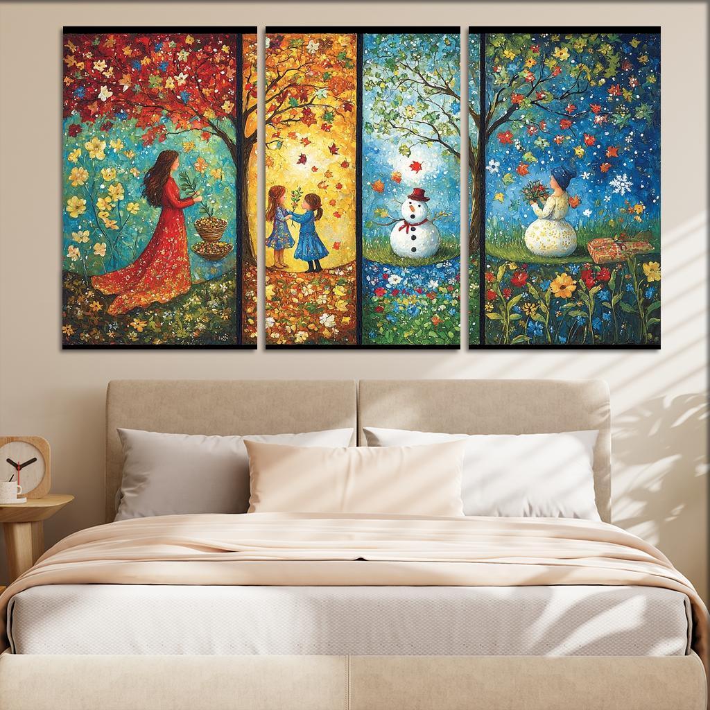 Seasons Of Growth Nurtured By A Mothers Care Custom Paintings Frame