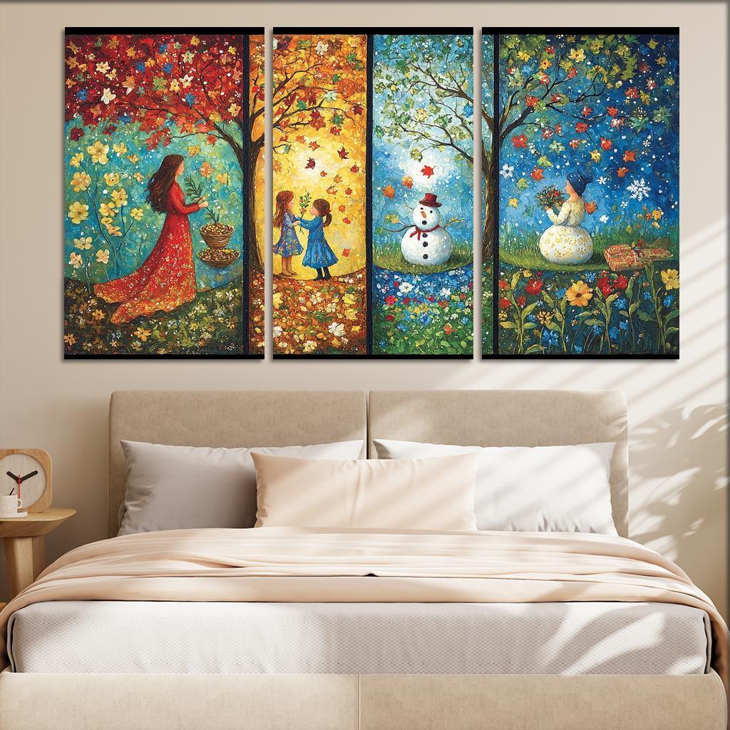 Seasons Of Growth Nurtured By A Mothers Care Custom Paintings Frame