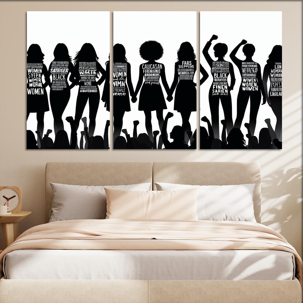 Voices of Change Empowering Women through Art 3 Piece HD Canvas Wall Art-Original Frame
