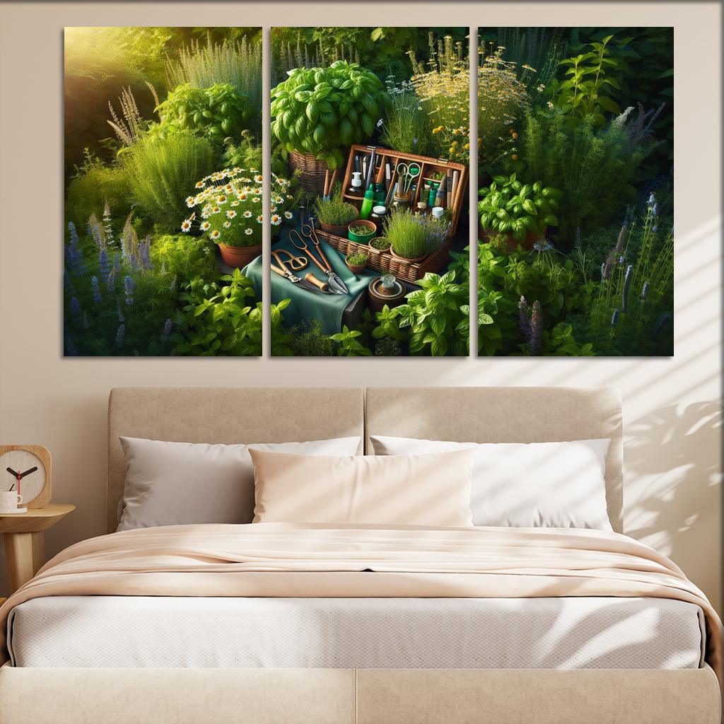 Herbalism Cultivate Your Healing Garden 3 Piece HD Canvas Wall Art-Original Frame