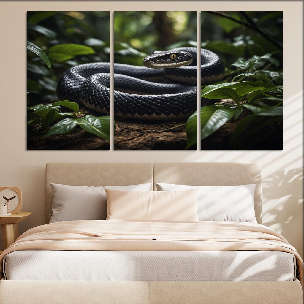 The Striking King Cobra In A Rainforest Setting Framed Paintings