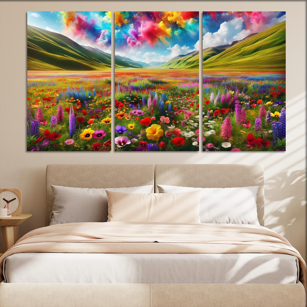 The Vibrant Blooms Of Rainbow Meadow Custom Paintings Frame