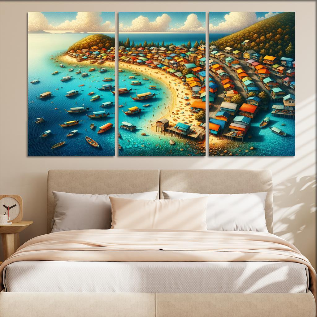 Rainbow Reef Beach Modern Paintings Frame