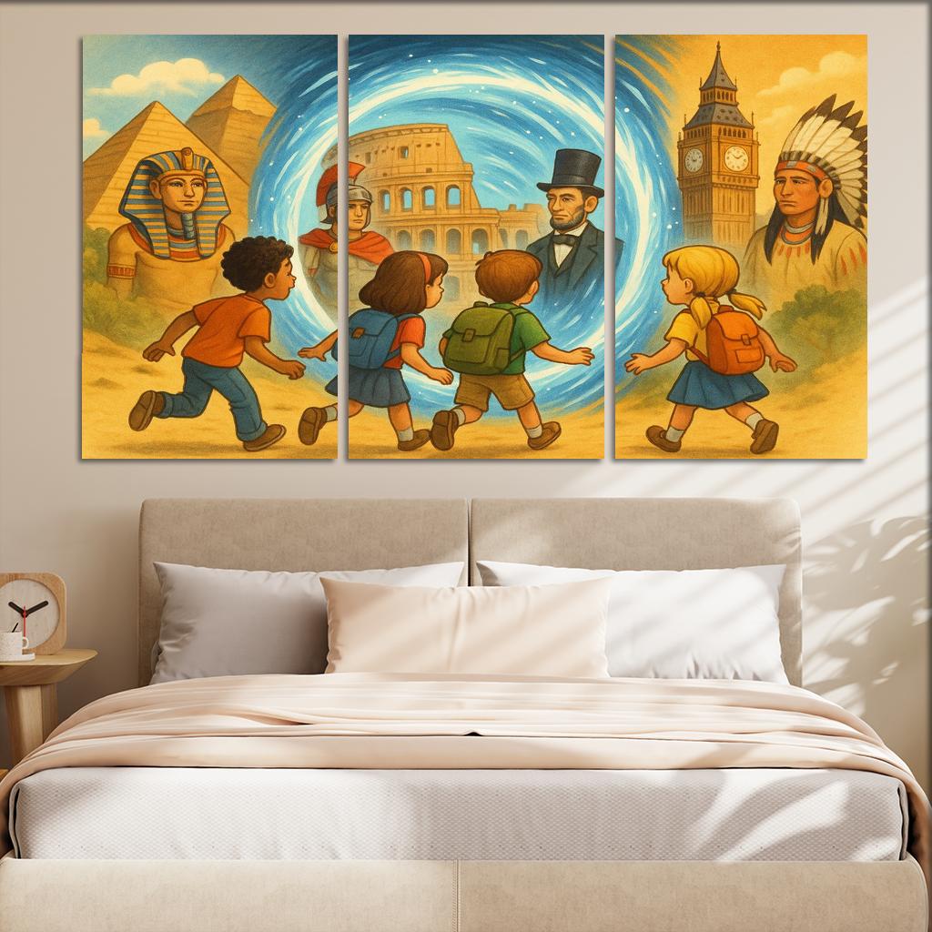 Time Travelers - History Adventure Framed Paintings