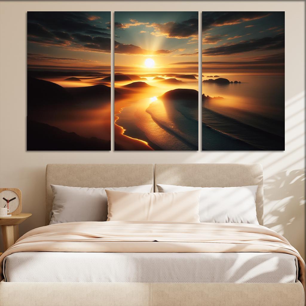 Morning Mist Beach Serene Sunrises Custom Paintings Frame
