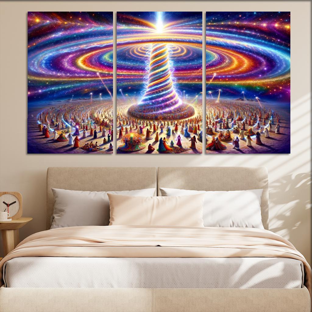 The Aetheric Spiral 3 Piece HD Canvas Wall Art-Original Frame